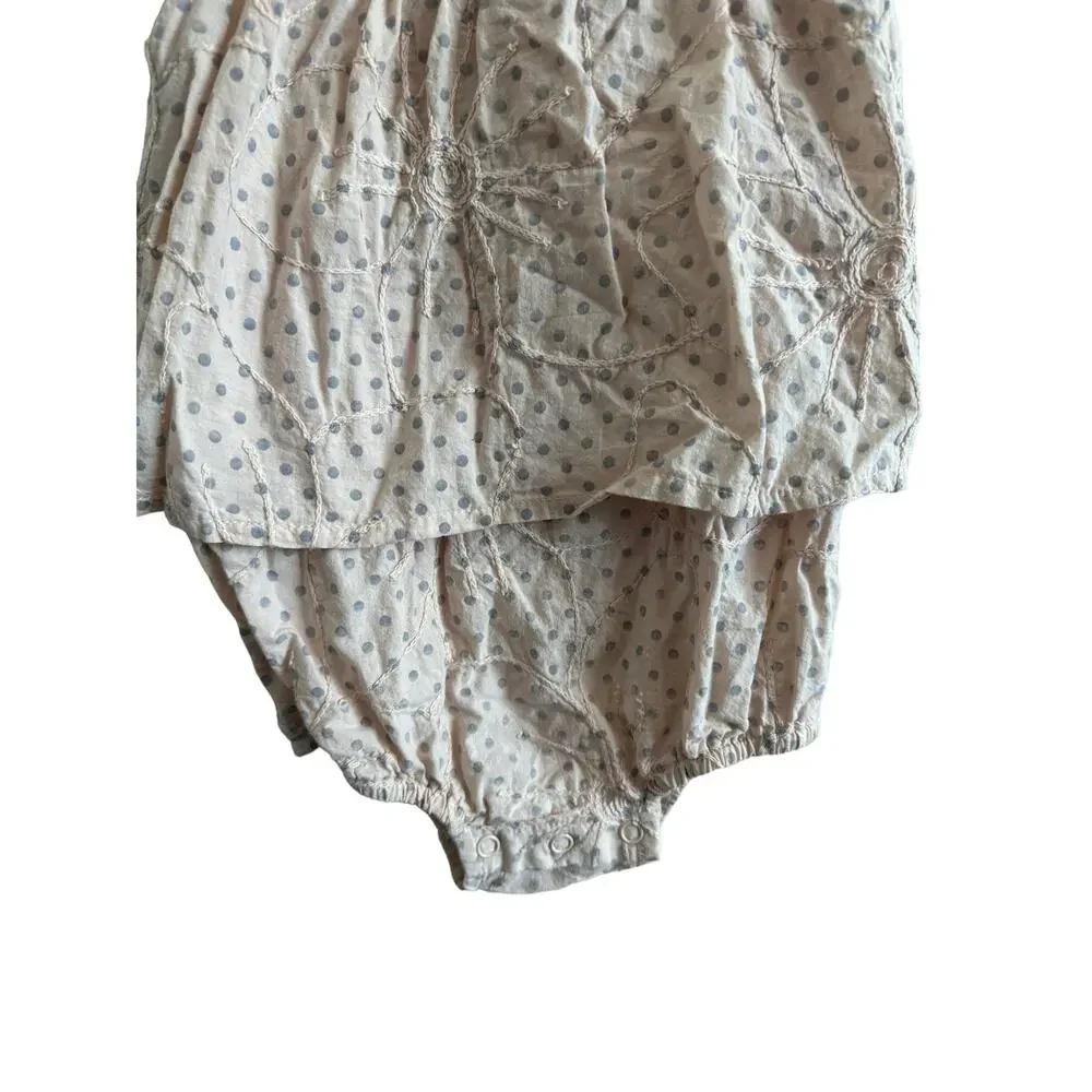 Piccino Piccina Girls 12M Pink and Gray Polka Dot Sleeveless Cotton One Piece